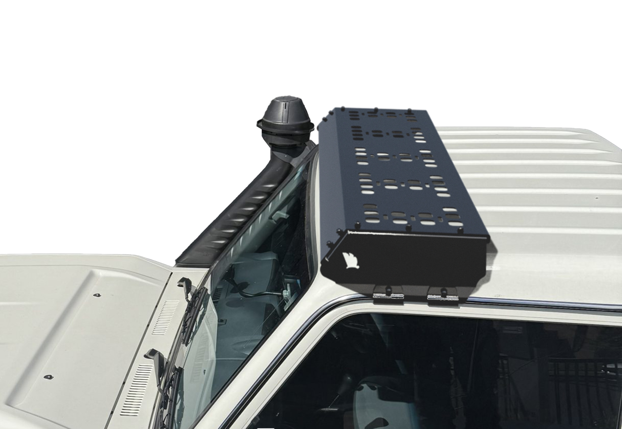 T70V_Angle.jpg Angle image of Gutter Mounted Roof Visor/ Light Mount To 70 Series Landcruisers
