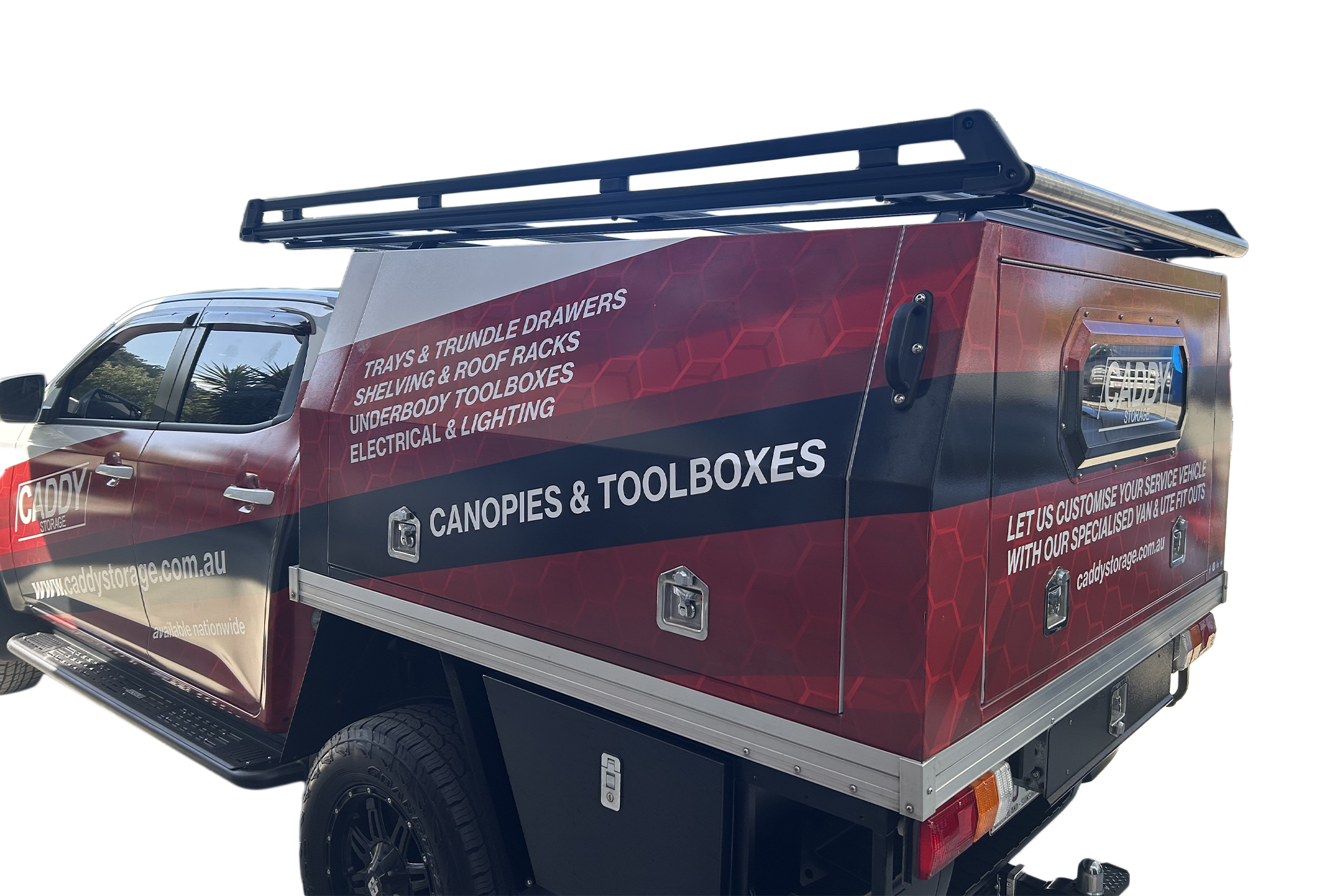 RW-EXCAD-2714_Angle.png Angle image of Wedgetail Trade Service Body Combination Kit To Suit Extra Cab Canopy Roof Rack